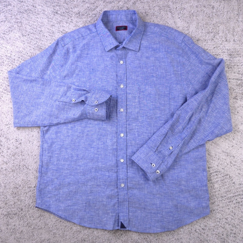 UNTUCKit Linen Shirt Mens XL Blue Long Sleeve Button Up Collared Classic Fit